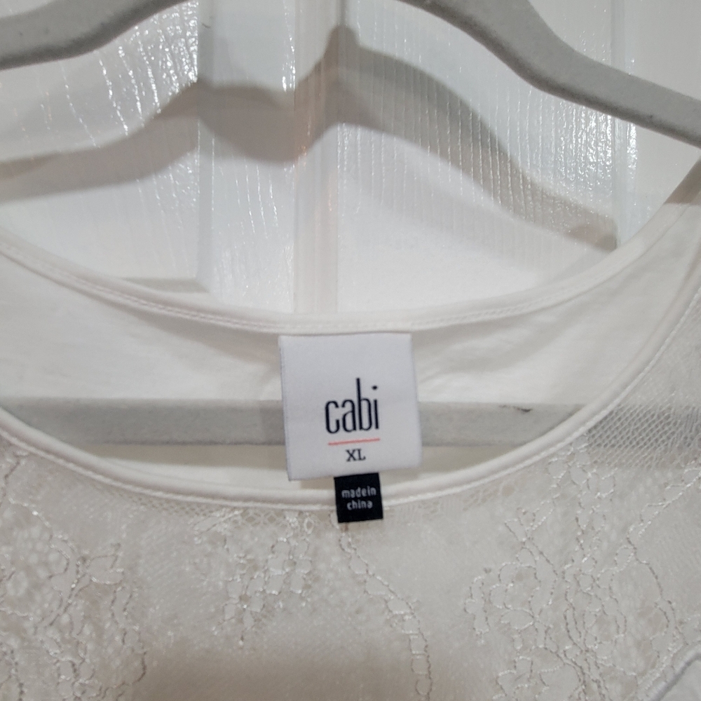 Cabi Womens White Lace Top, XL